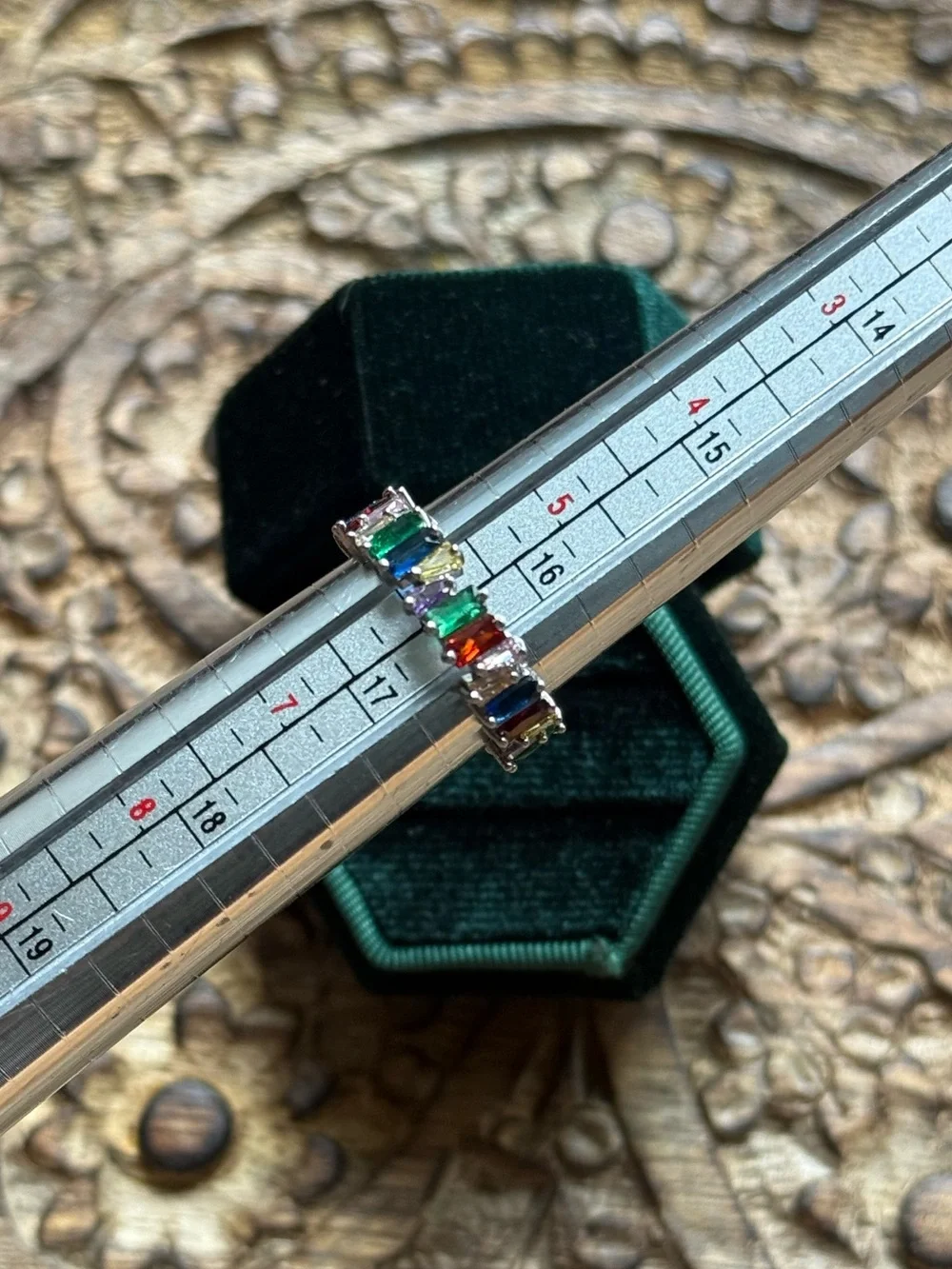 Rainbow baguette ring sz 6